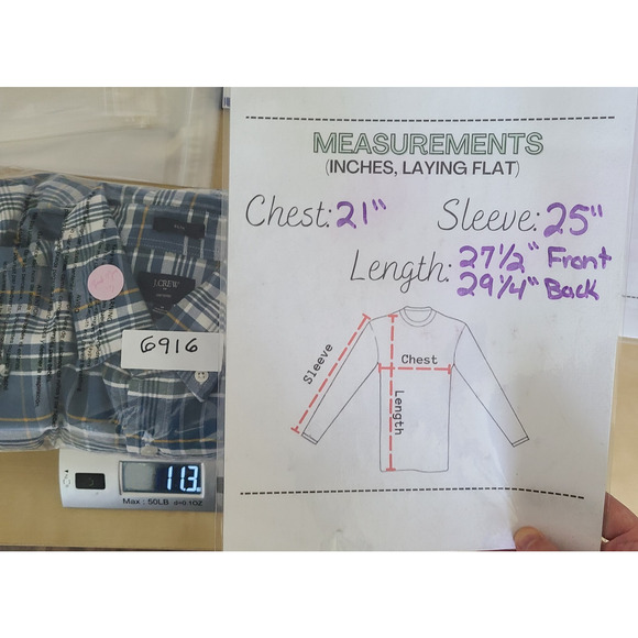 J. Crew Men's Oxford 100% Cotton Slim Fit‎ Button Shirt Blue Plaid Medium Preppy - Picture 7 of 11